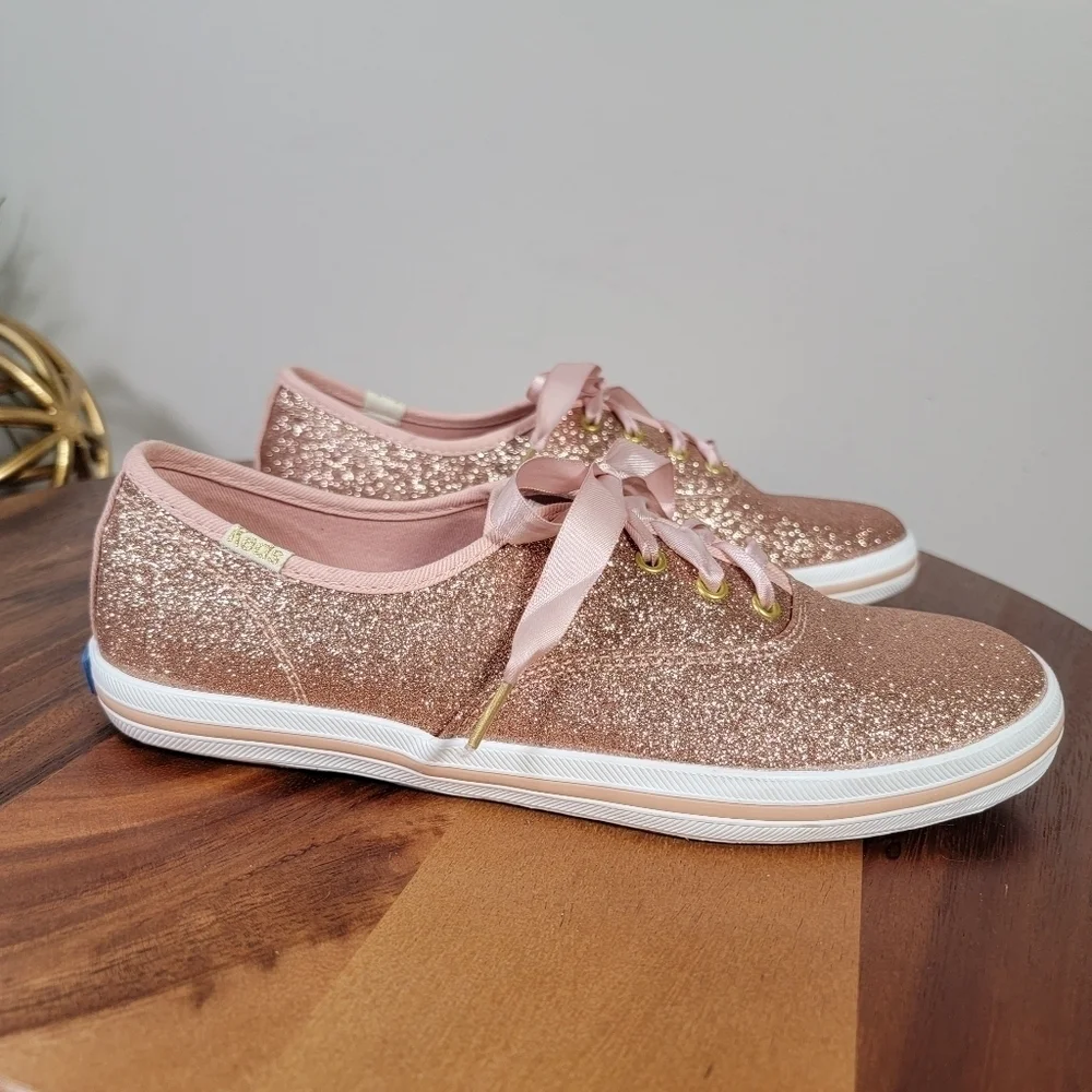 Keds x Kate Spade Champion Glitter Sneakers in Pink / Rose Gold Size 5